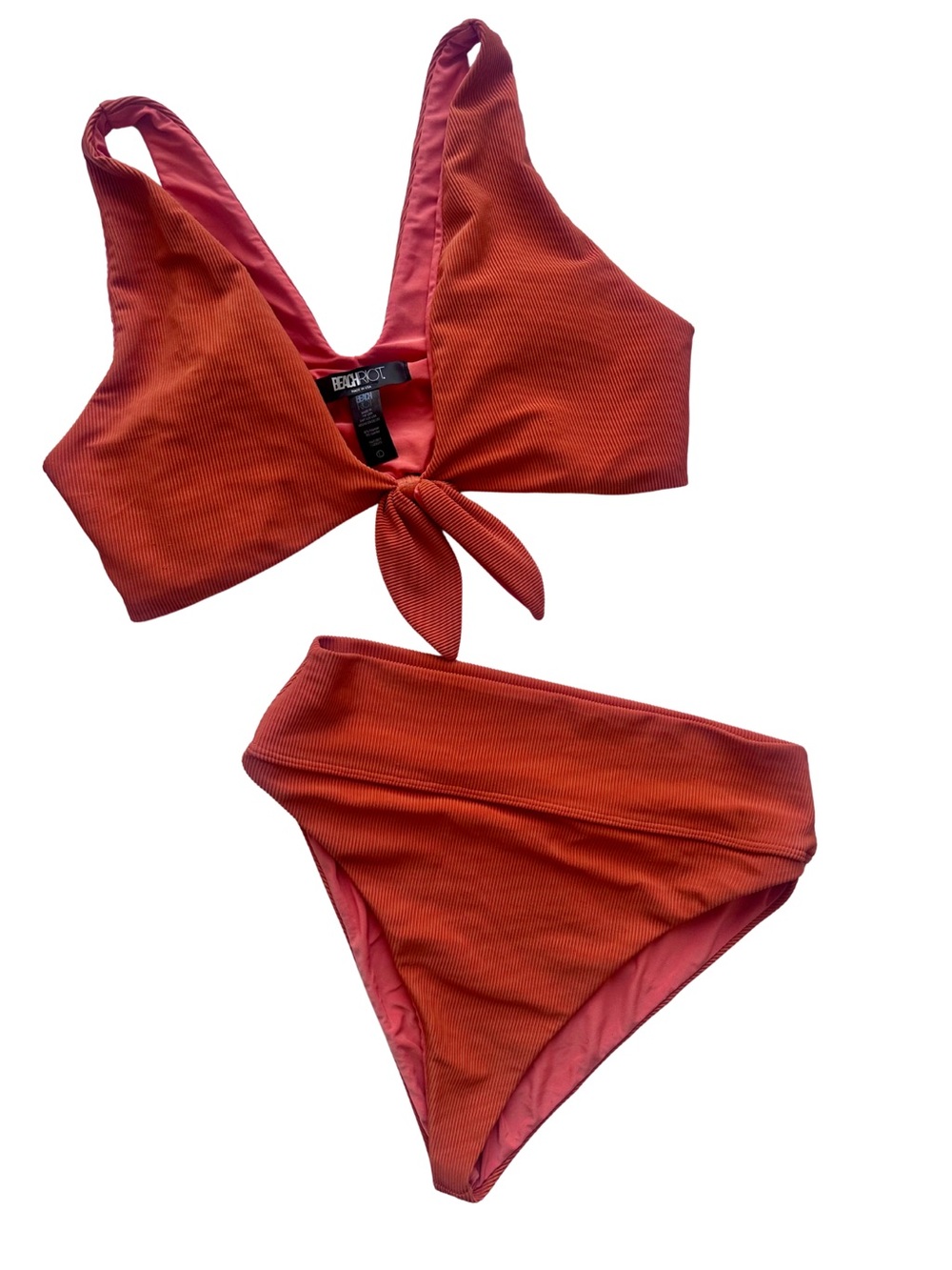 Beach Riot Dallas Top Highway Bottom Bikini Set Terra Cotta Ribbed